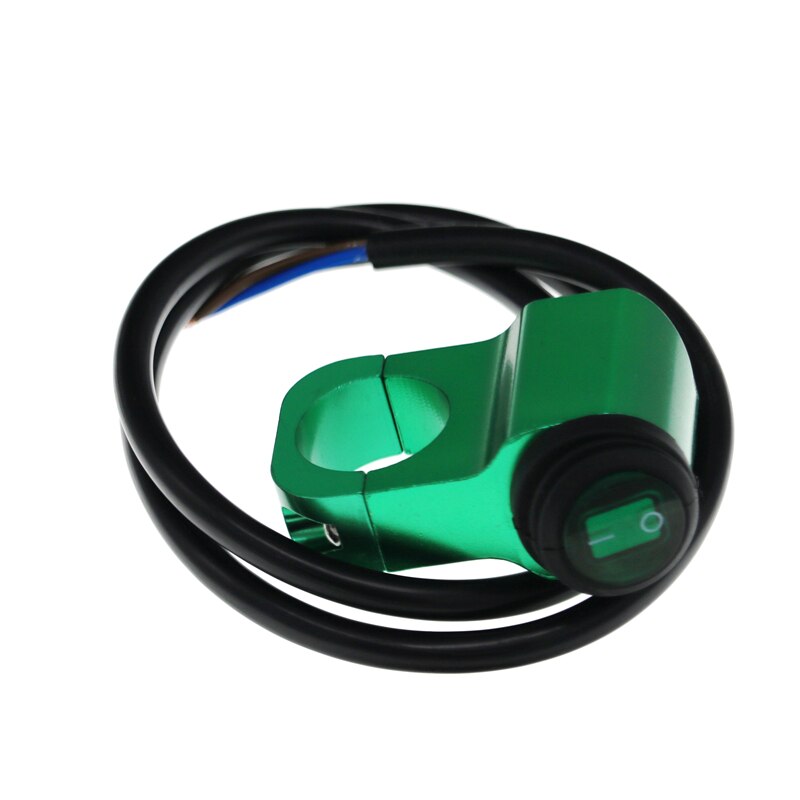 MoFlyeer 7/8" 22mm Motorcycle Aluminium Alloy Switches Waterproof Headlight Switch and 3 Wires with Red Led Light 12v