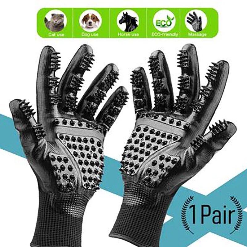 Gant de toilettage en caoutchouc doux pour animaux de compagnie, dissolvant de poils doux pour chiens, chevaux, chats, brosse de Massage, peigne de nettoyage pour animaux