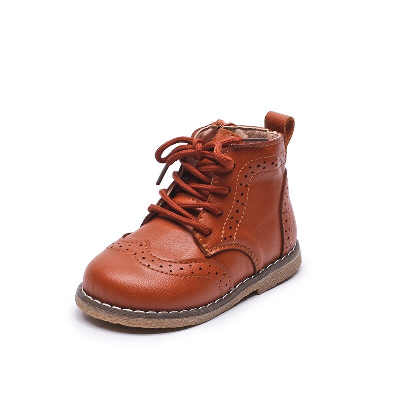 Børnesko til piger læder efterår ensfarvet drenge sneakers børn martin støvler casual korte støvler str. 21-30 smg 136