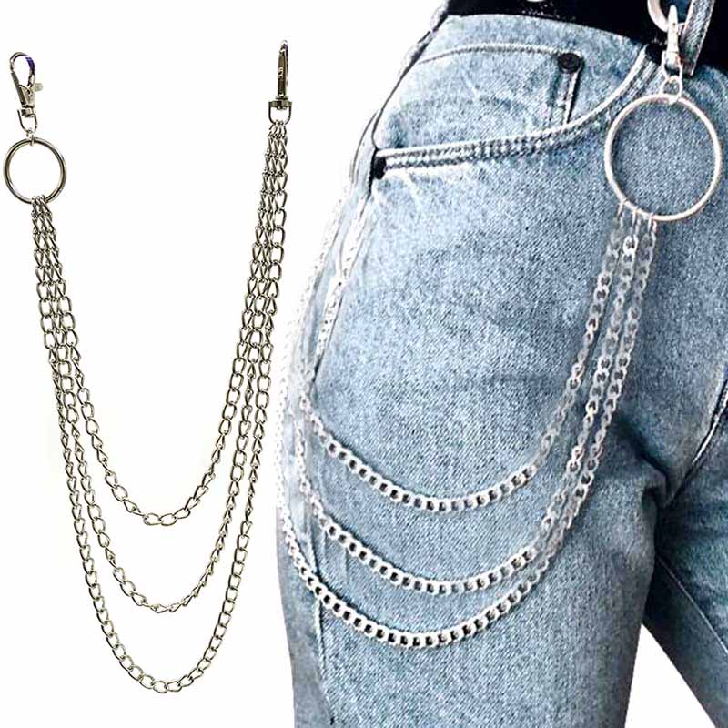 Straße Big Ring Anhänger Schlüssel Kette Rock Punk Hose Hipster Schlüssel Ketten Hose Jean Keychain HipHop Portachiavi Kpop Zubehör