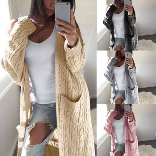 dame lang cardigan genser topp langermet løs strikket cardigan genser dame strikket dame cardigan femme