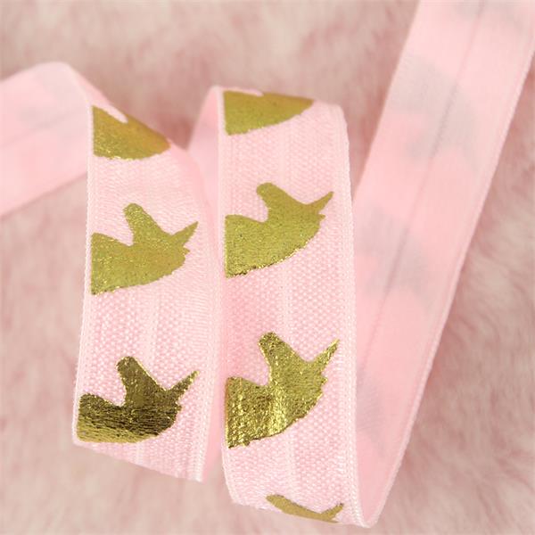 20 Yards 16Mm Foliedruk Eenhoorn Elastische Lint Vouw Over Stretch Webbing Diy Haar Boog Band Naaibenodigdheden Tape: pink