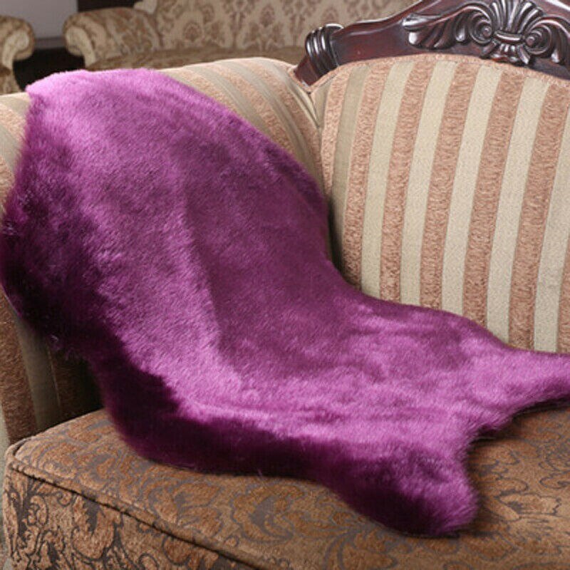 Faux pels fåreskind stil tæppe  (60 x90 /40 x 60 cm)  faux behagelig blødt brugbart uld tæppe til soveværelse sofa gulvkast tæppe: 60 x 90cm / Lilla