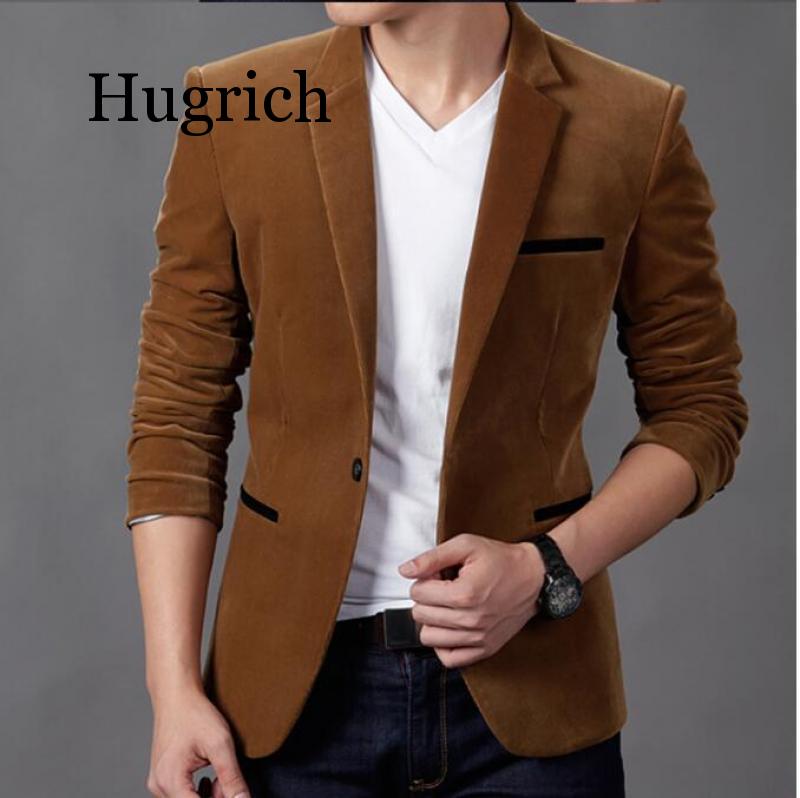Mens Brand Blazer British's Style Casual Slim Fit Suit Jacket Male Blazers Men Coat Jacket For Men: Khaki / M