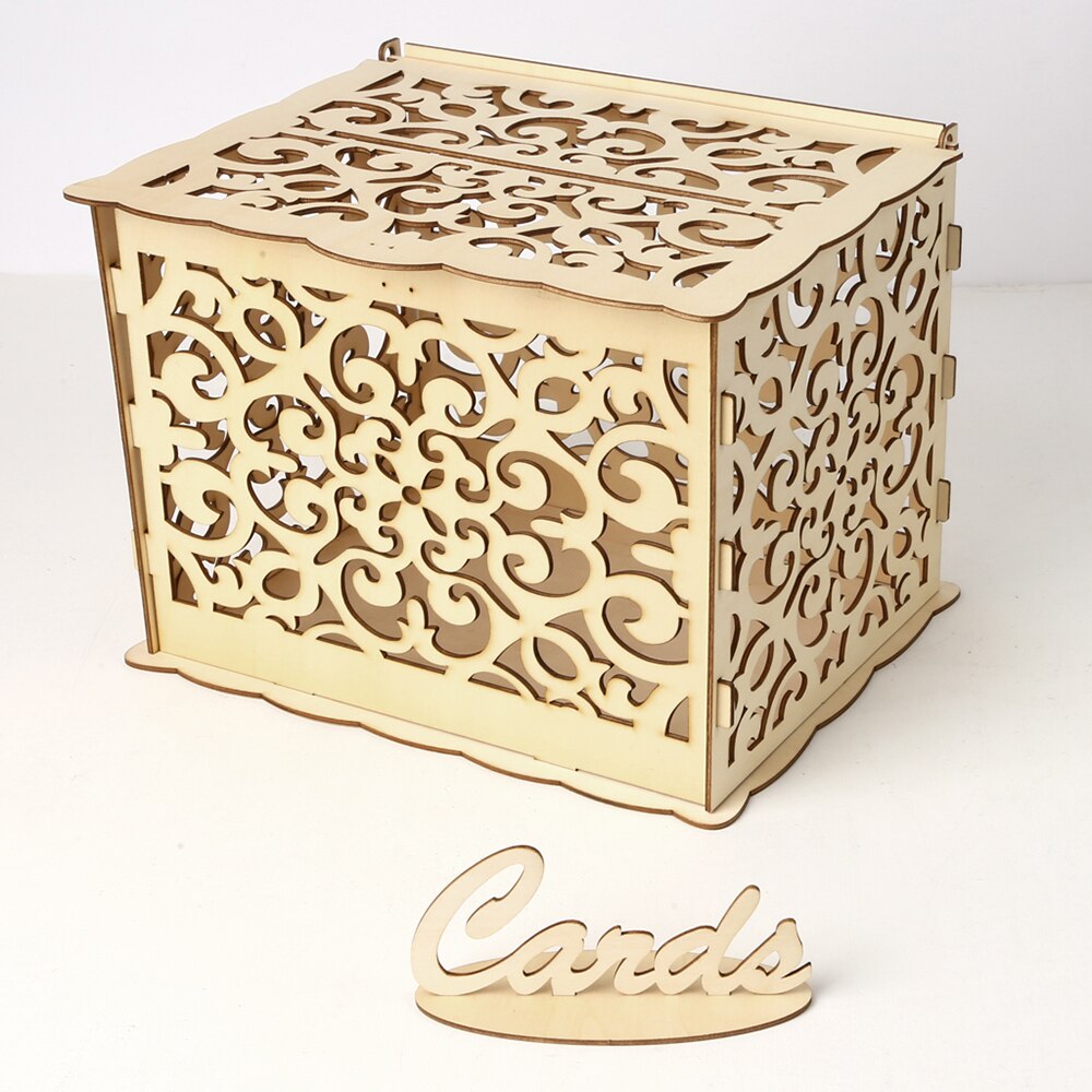 DIY Holz Hochzeit Karte Kasten mit Schloss Karte Zeichen Rustikalen Hohl Karte Halfter Empfang Hochzeitstag Party Dekoration: Stil 10