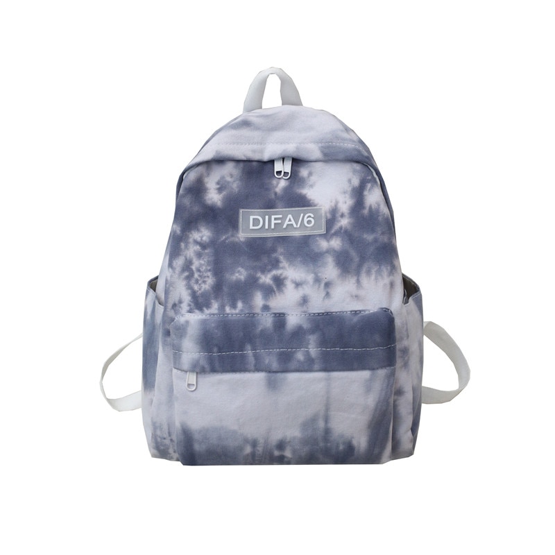 DCIMOR Tie-dyed canvas Women Backpack Schoolbags for Teenage girls Travel Backpack College student Book bag Mochila: gray