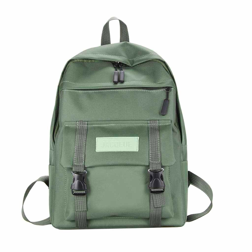 Nylon kvinnor ryggsäck skolväskor för tonåringar flickor preppy stil student ryggsäck kvinnliga ryggsäck mochilas feminina: Grön