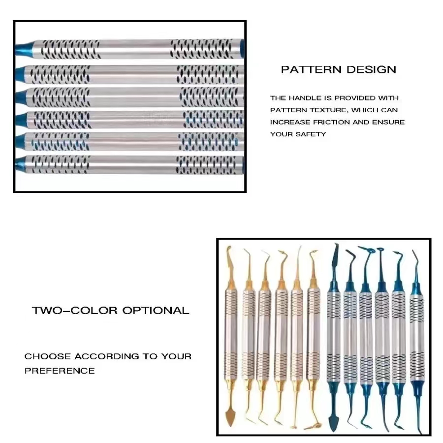 6 teile/satz Zahnkopf Harz Füllstoff Set Dental Composite Harz Füllung Spatel Titan plattiert Griff