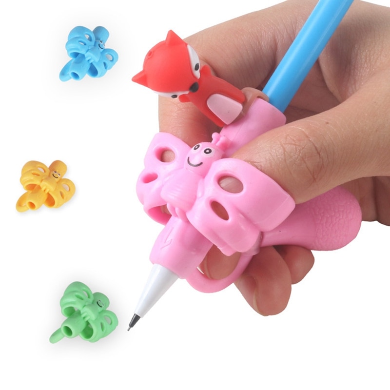 1PC Butterfly Style Three Finger Writing Corrector Pencil Grip Children Kids Learning Holding Device Correcting Pen Holder Postu
