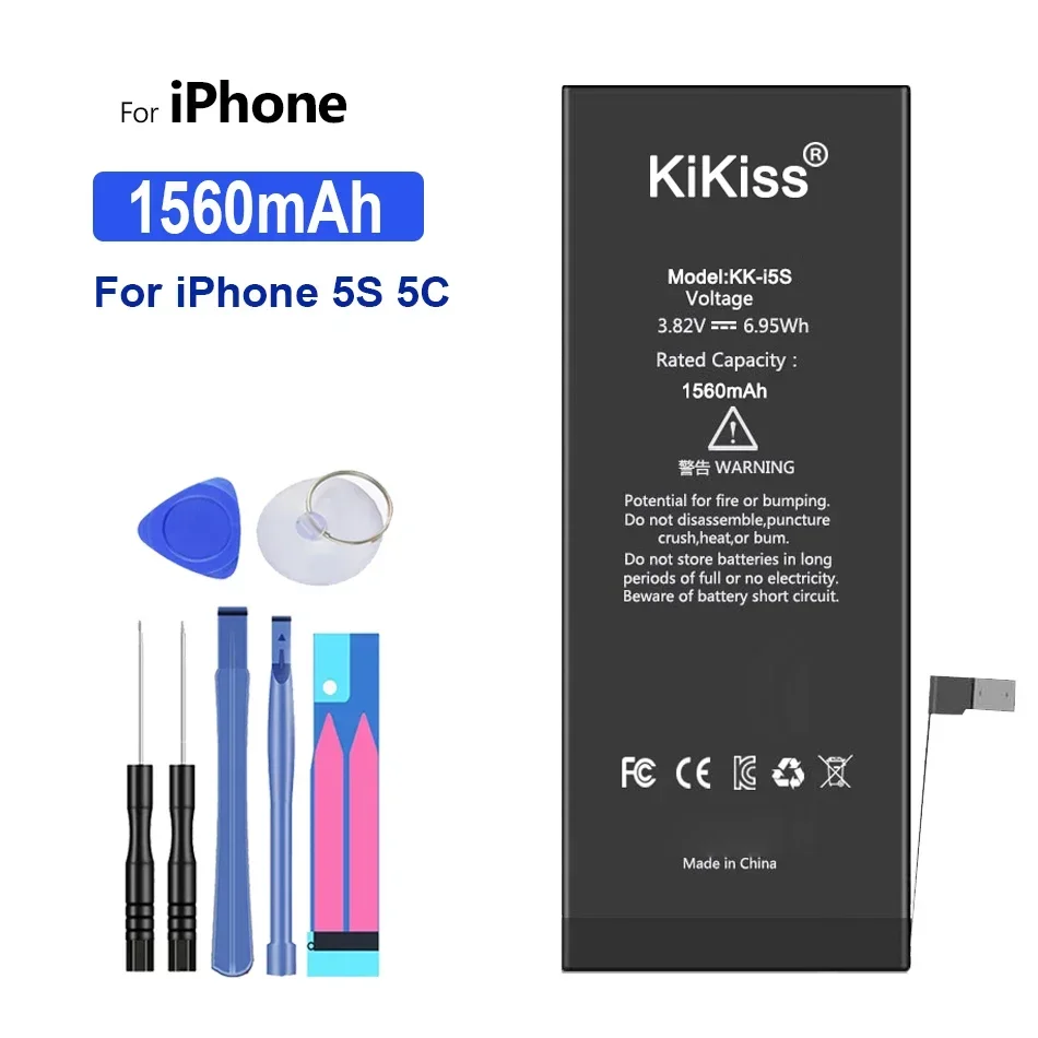 Akku für iPhone 5, 5S, 5G, 4S, 4G, wiederaufladbares Telefon, Akkus mit hoher Kapazität: AQUA