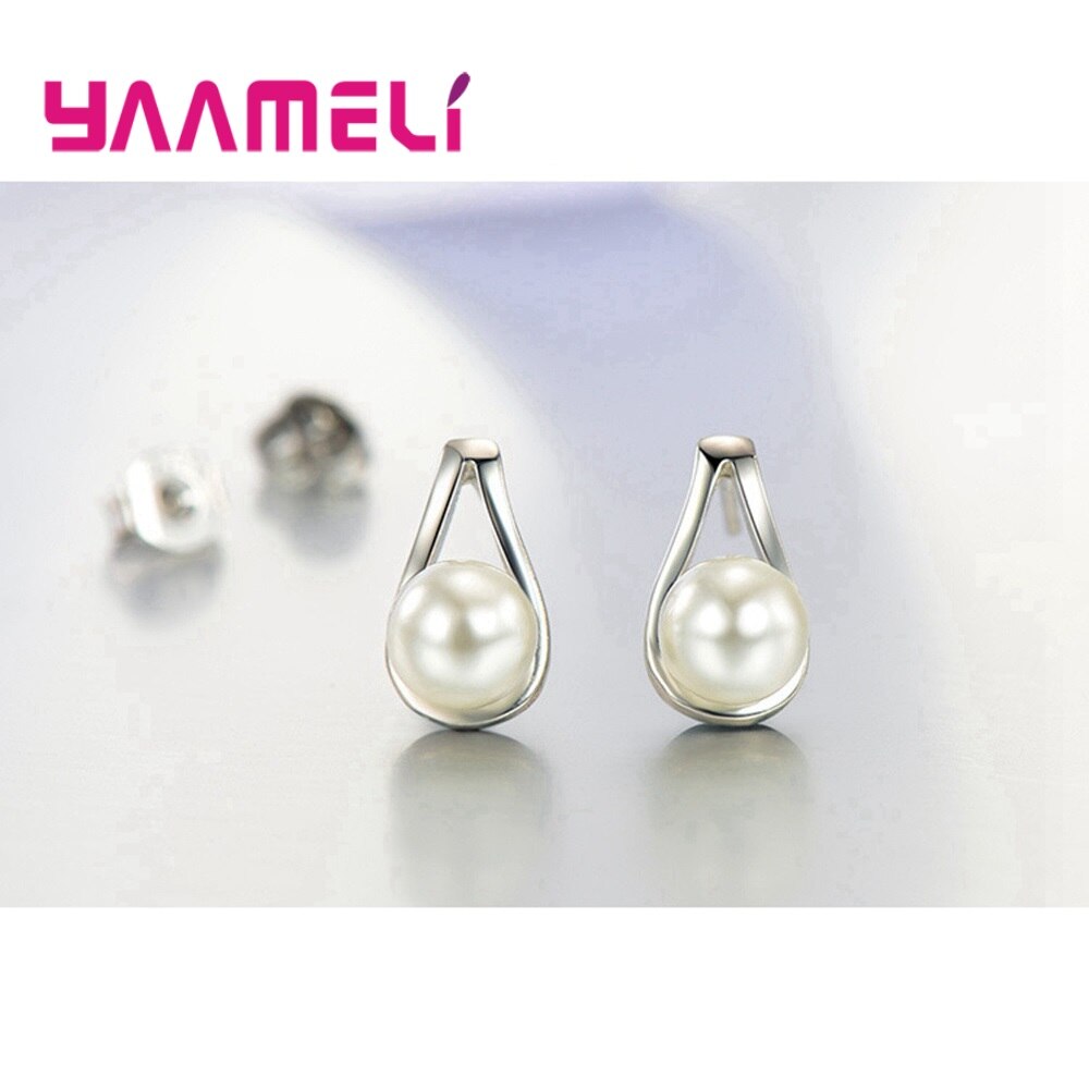 925 Sterling Silver Jewelry Sets for Women Girls Wedding Engagement Cute Pearl Waterdrop Shape Best for Beloved