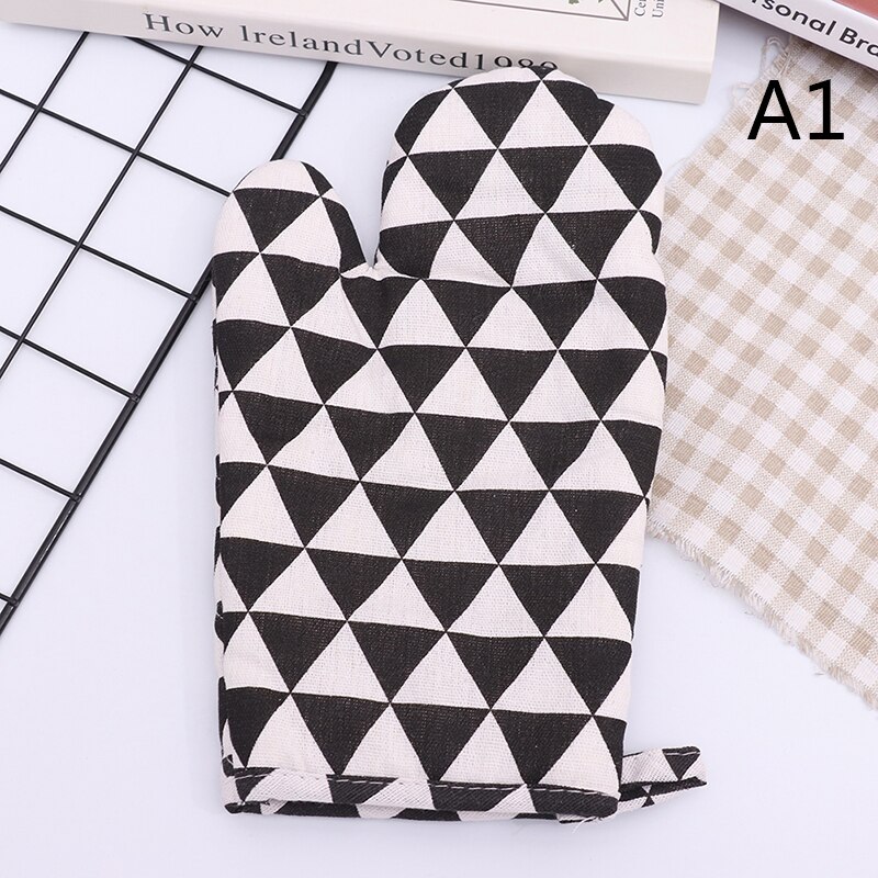 Gants de cuisine antidérapants en coton, à la , pour four à micro-ondes: A1