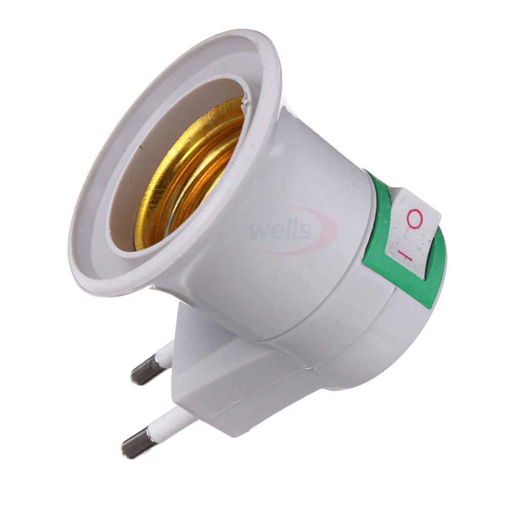 Bulb Lamp EU Type Plug Adapter E27 LED Light Man Socket Converter Met AAN/UIT Knop Houder