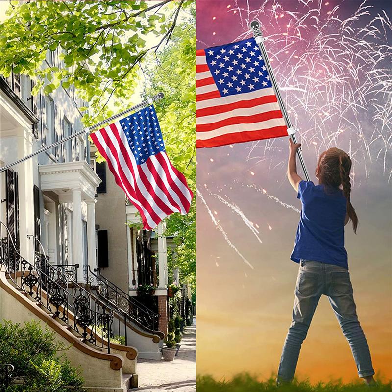 Flag Pole Kit Stainless Steel Wall Mount Flagpole With Rotating Flagpole Rings 5-Section Flagpole Assembly Wall Metal Flagpole