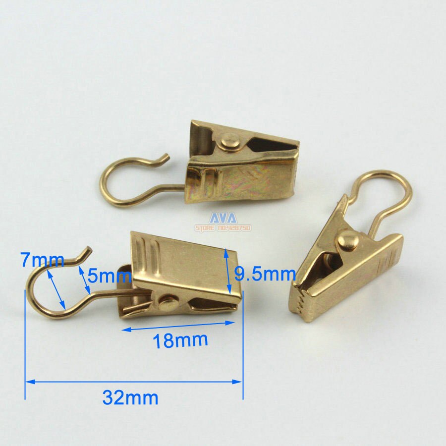 50 Stuks 32x9.5mm Goud Haak Clips voor Gordijn Gordijn