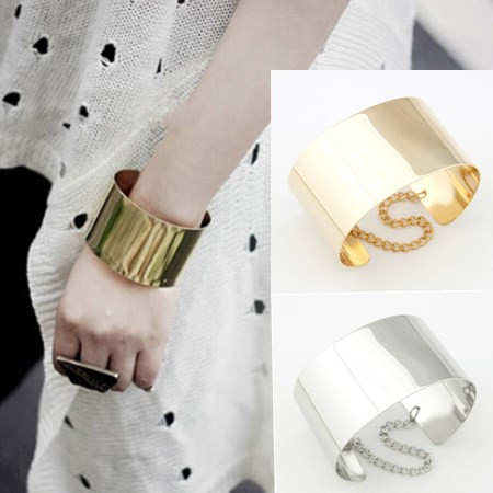 Frauen Neue Personalisierte Punk Gold Silber Überzogene Metall Geöffnet Breite Manschette Armbänder & Armreifen Armband Armreifen Für Frauen