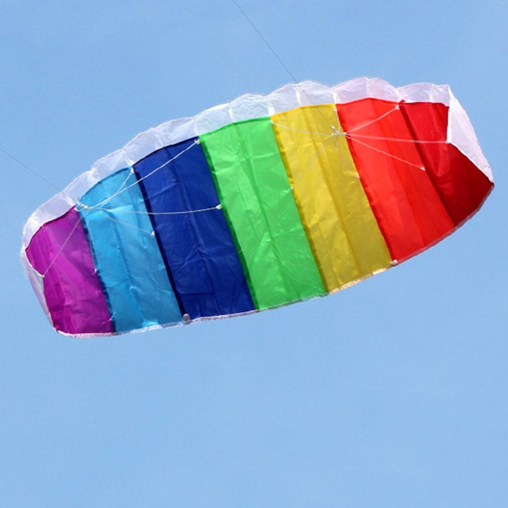 Regnbåge Dual Line Kitesurfing Stunt Parachute Mjuk Parafoil Kite - Stor Strandflygleksak för Nybörjare