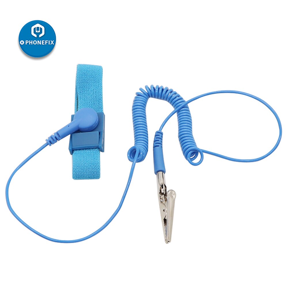 Draadloze, verstelbare antistatische armband met esd-ontladingskabel, polsband voor gevoelige elektrostatische reparaties: Armband met grond
