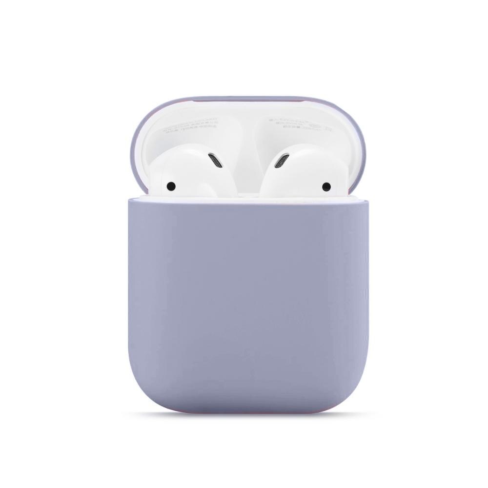 Dla Airpods 1/2 miękkie silikonowe słuchawki pokrywa Air Pods Case Earpods akcesoria zestaw słuchawkowy rękaw ochronny Apple Airpods 2 Case: lavender gray