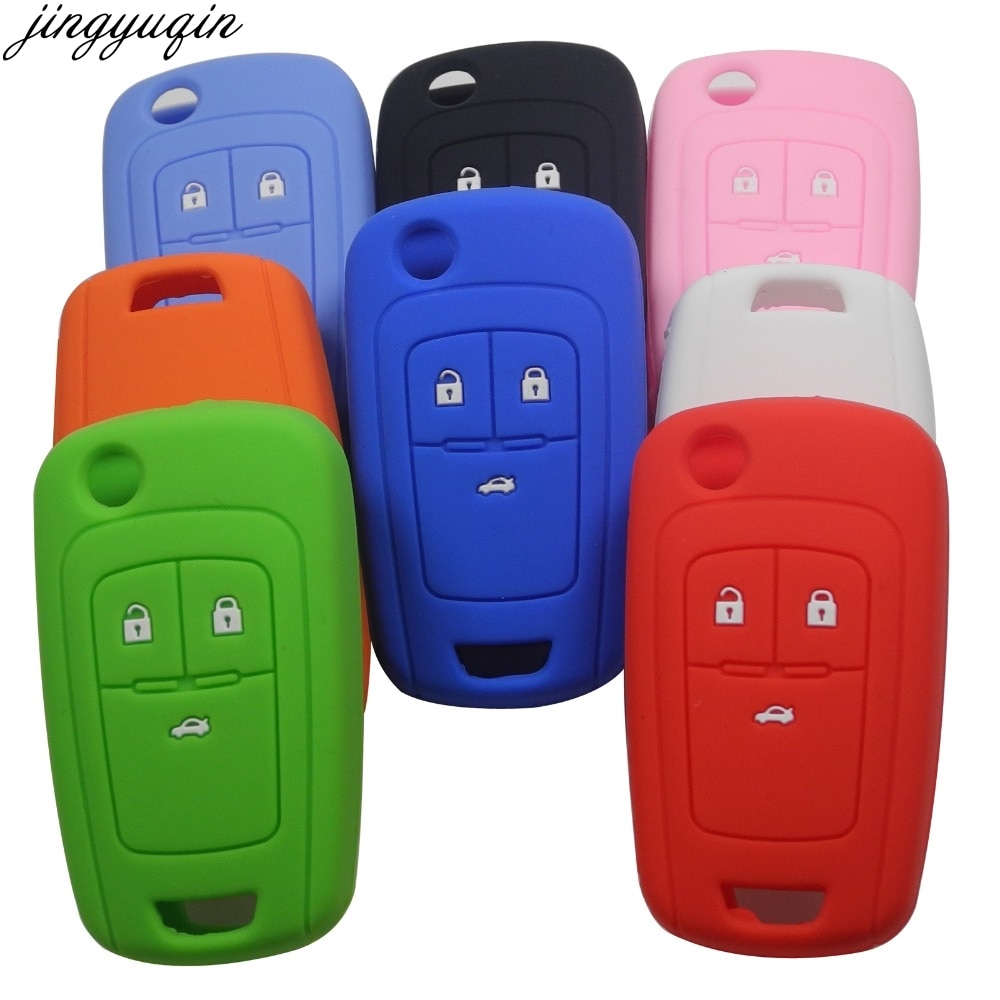 Jingyuqin Remote Silicone Autosleutel Case Cover Voor Chevrolet Cruze Houder 3 Knoppen Rubber Flip Folding Key Protector