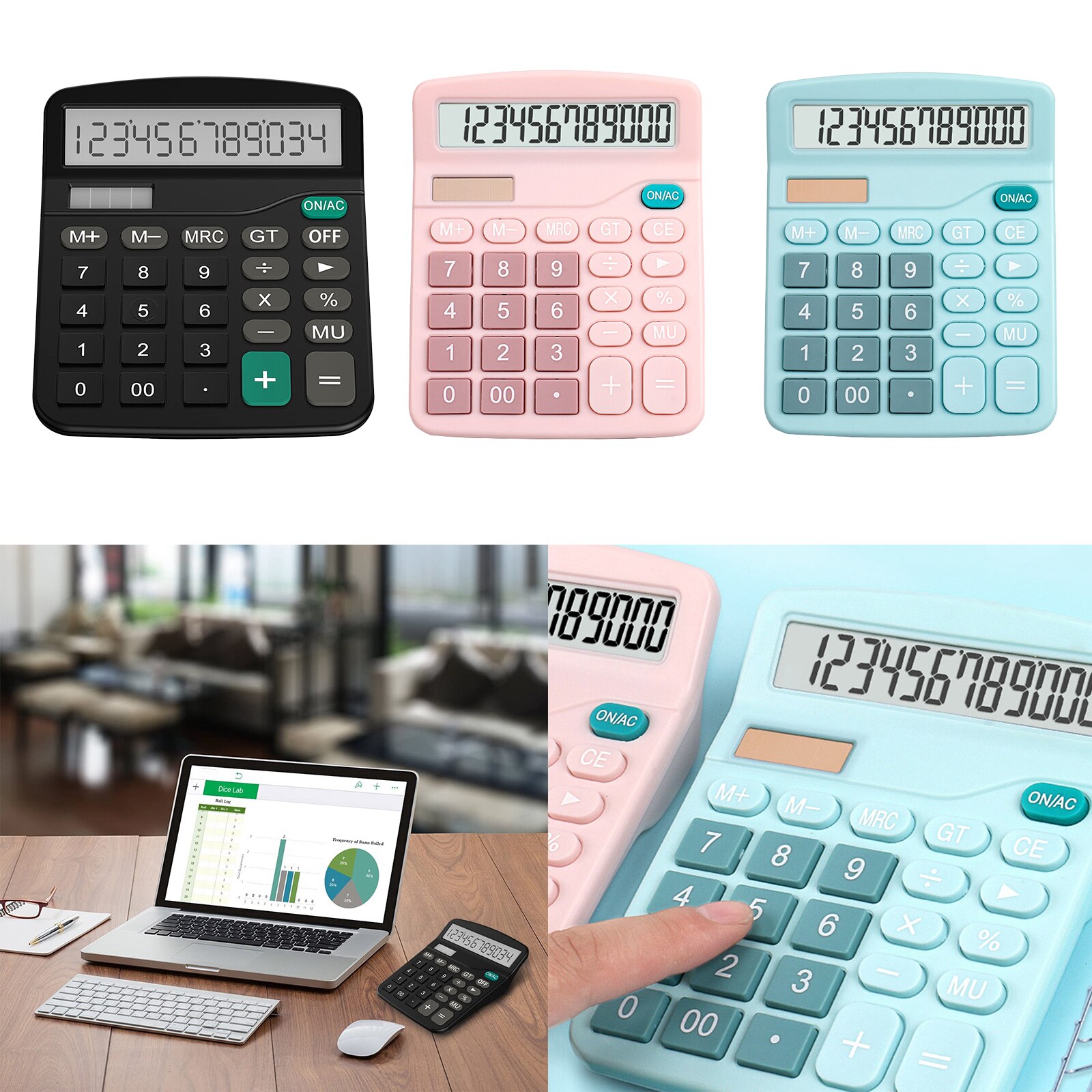 12-Digit Basic Calculator Office and Home Style Calculator Suitable for School Educational &amp; Business Financial Accounting Tools
