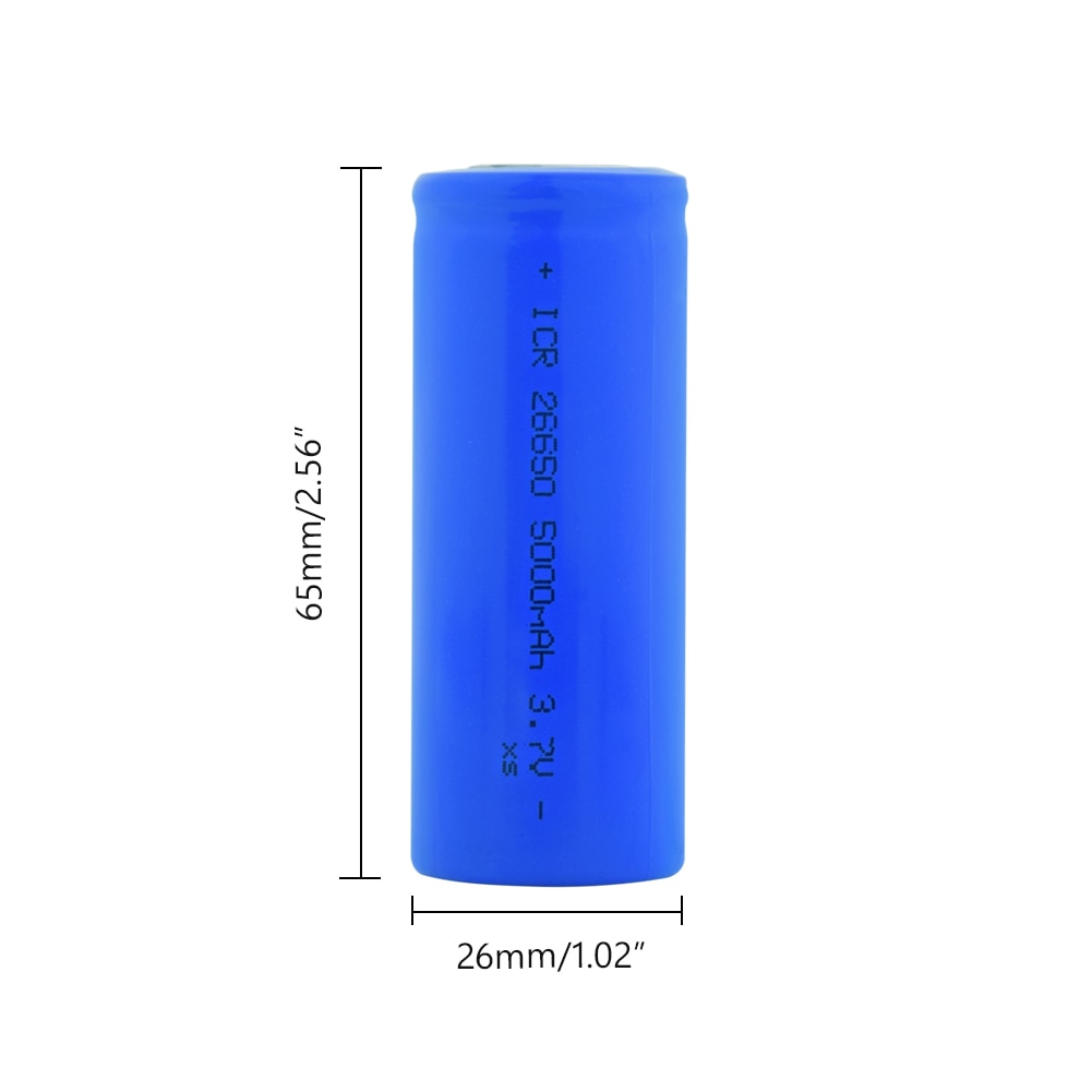 1/2/4/6/8/10 stk blå eske 3.7v icr 26650 5000 mah litium li ion batterier flat-top oppladbare 26650 fakkel hodelykt bateria