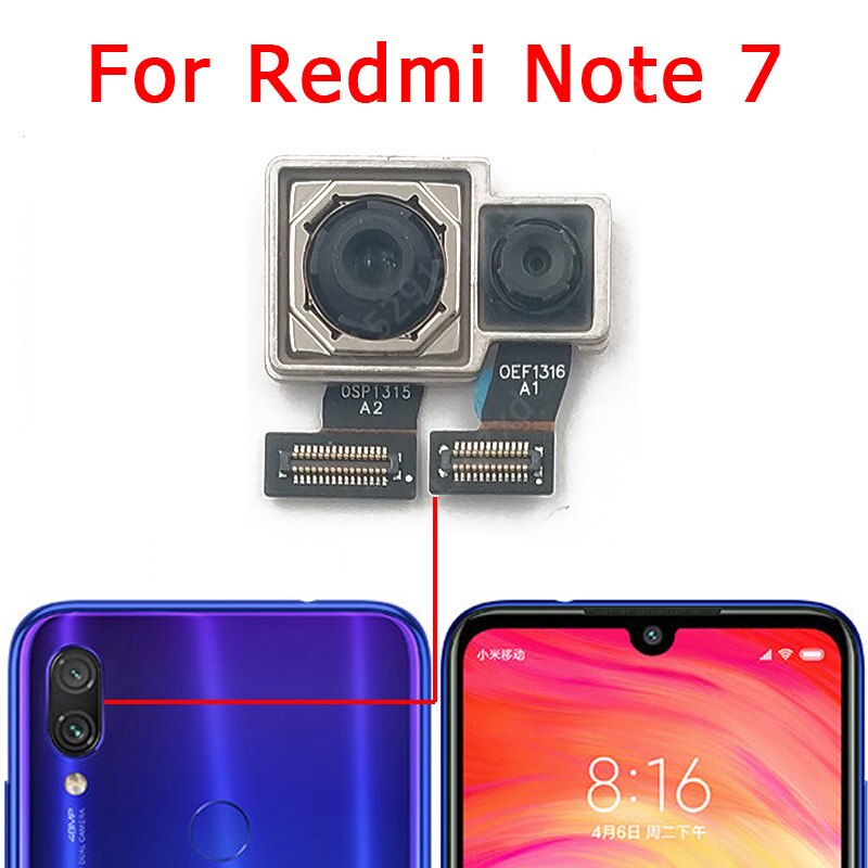 Original Front Back Camera For Xiaomi Redmi Note 7 6 Pro Rear Frontal Selfie Backside Camera Module Flex Replacement Spare Parts: Note 7 Back