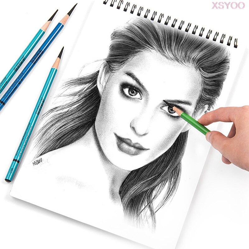 NYONI 10/12Pcs 14B Pencil Set Dedicate Charcoal Pencil Soft Medium Hard Painting Pencils Sketch Pencil Art Supplies Staionery