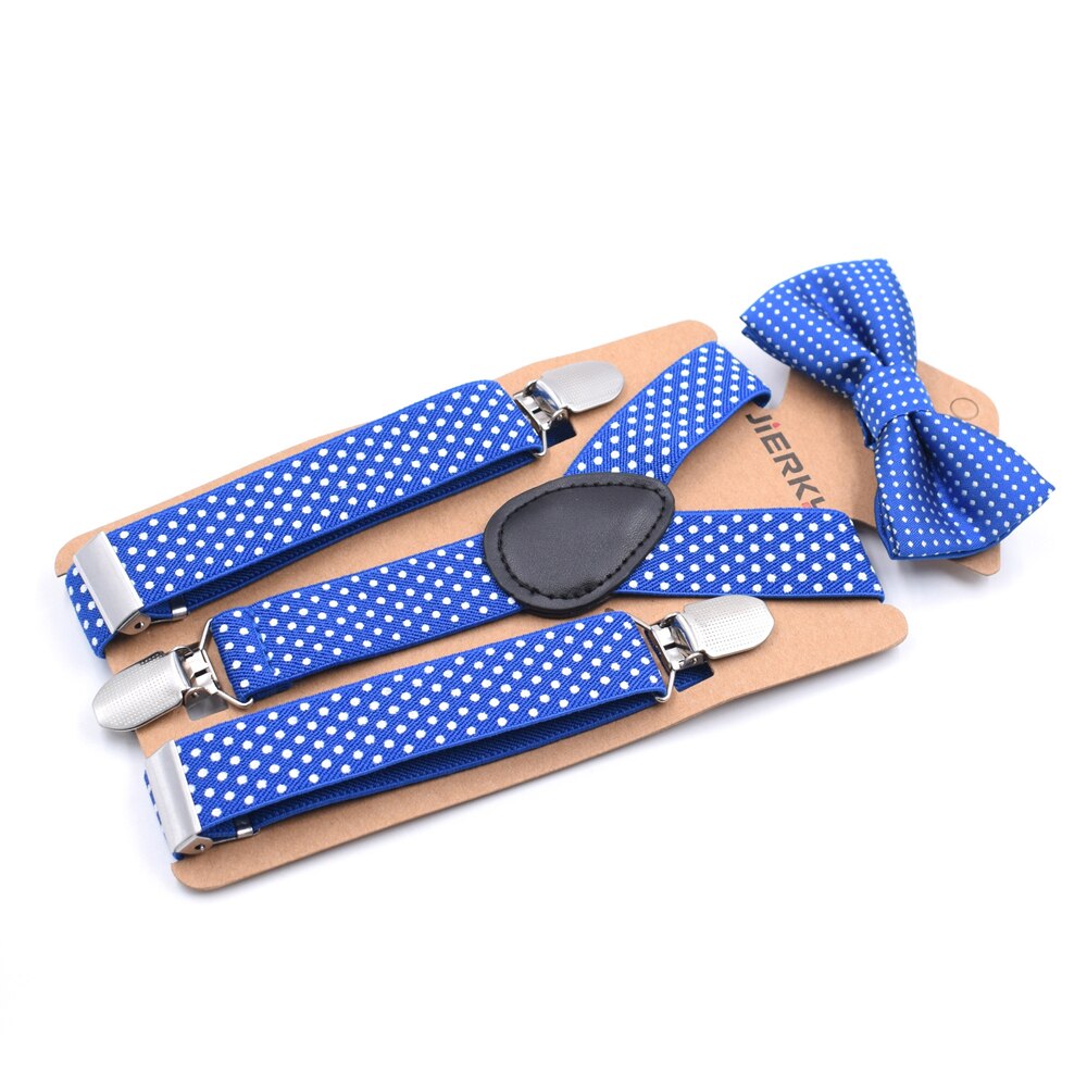 Toddler Kids Girl Boy Polka Dot Suspender Clip with Bow Tie Set Adjustable Suspender Bowtie Set: F