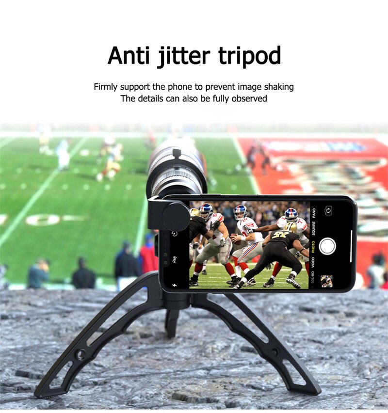 Valgfri  hd 20x-40x zoom mobil teleskop teleobjektiv monokulær mobil linse med selfie stativ til iphone alle smartphones