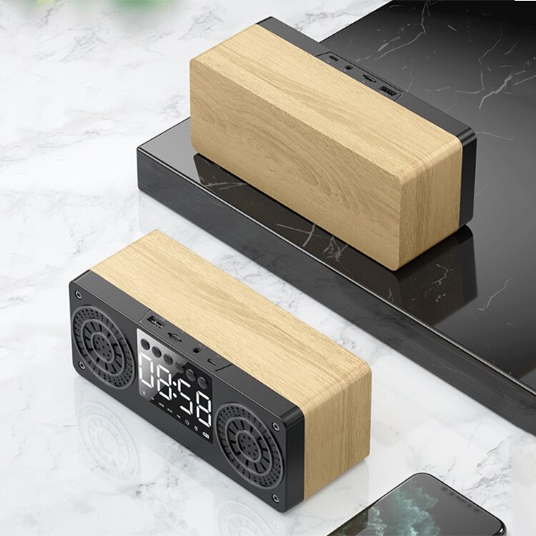 Stereo Wooden Subwoofer Bluetooth Speaker FM Radio Portable Speakers Mp3 Play Super Bass Loudspeaker Computer Column