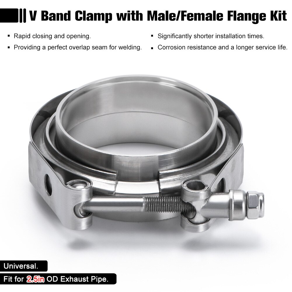 Sell 2.5" V Band Stainless Steel Kit Turbo Downpipe Exhaust Cat-Back In - Foto 11