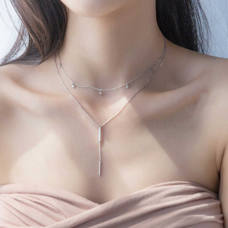 Inzatt Echt 925 Sterling Zilveren Zircon Hart Hanger Choker Ketting Vrouwen Minimalistische Fijne Sieraden Bohemen Accessoires