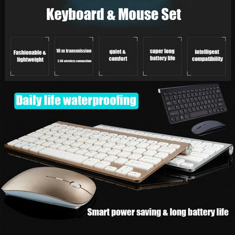 2.4G Mini Wireless Slicent klawiatura i mysz zestaw Protable zestaw mysz i klawiatura do notebooka Laptop komputer stancjonarny z odbiornikiem USB