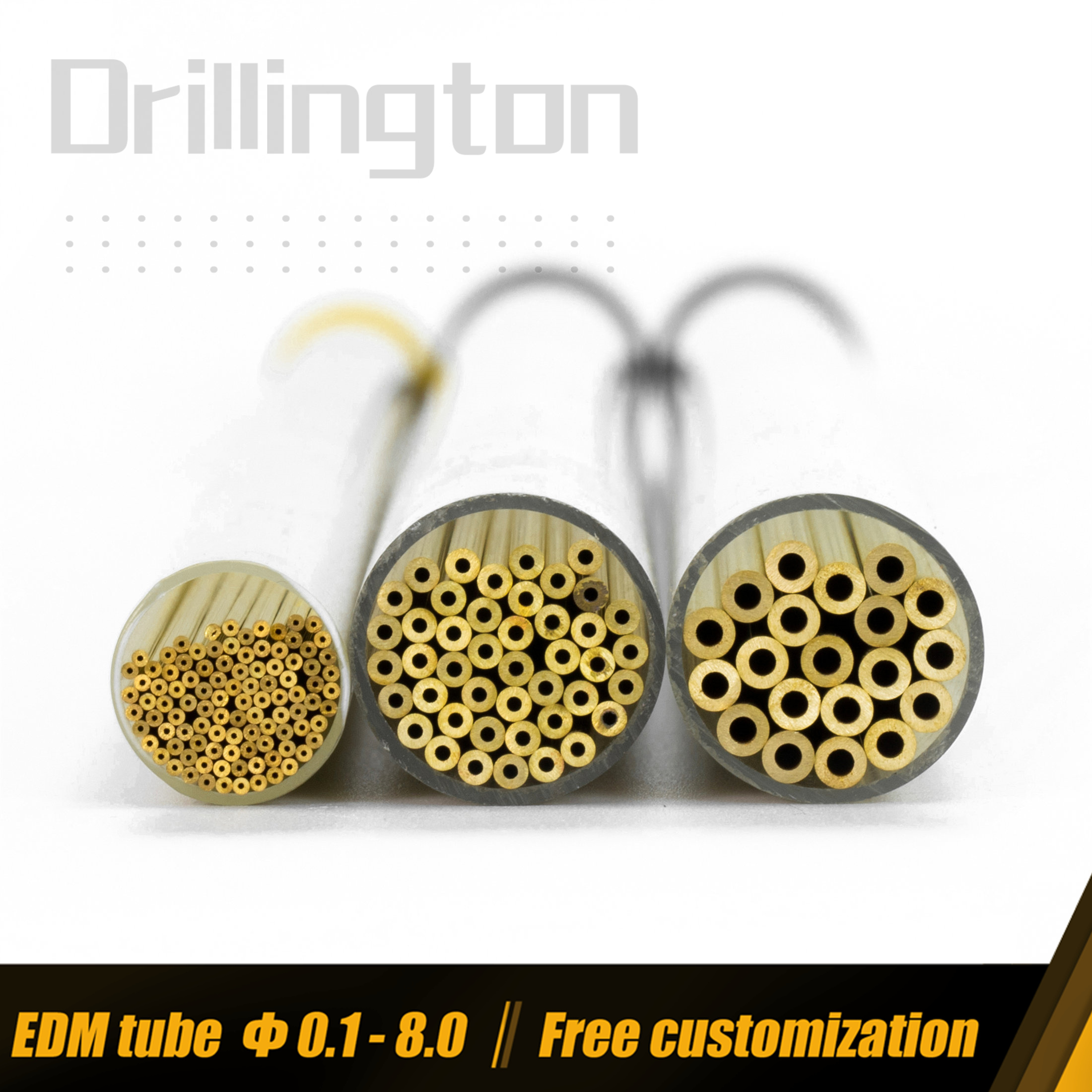 Drillington EDM Tube Brass Copper Tube High Precision 1.0mm 1.1mm 1.2mm 1.3mm 400mm 500mm Single Hole Electrode Tubes