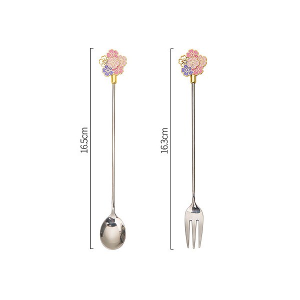 2 st körsbärsblom sked gaffel japansk söt rostfrit... – Grandado