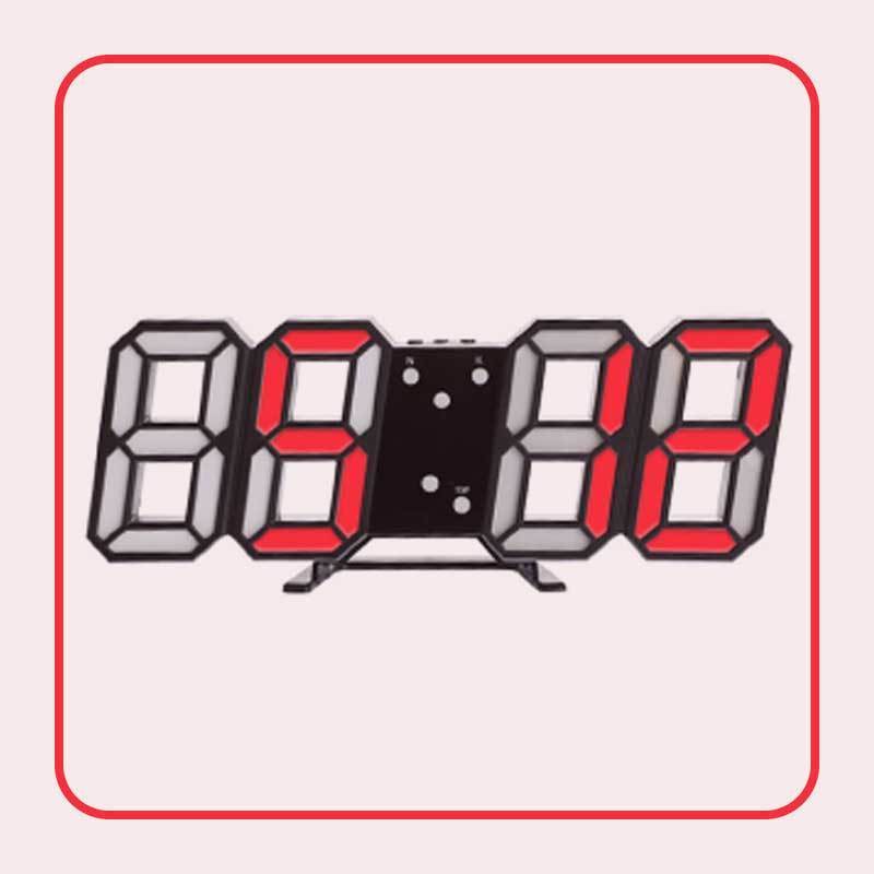 Nordic Digital Alarm Clocks Wall Hanging Watch Snooze Function Table Clock Calendar Thermometer Display Office Electronic Watch: black and red