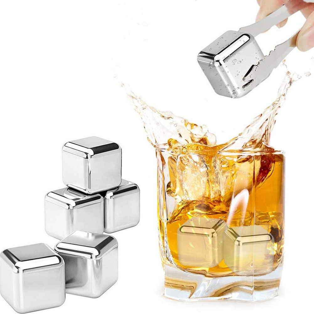 Cubos de hielo cuadrados de acero inoxidable para whisky, Enfriador de bebidas de vino tinto, suministro de Bar, 1 ud.