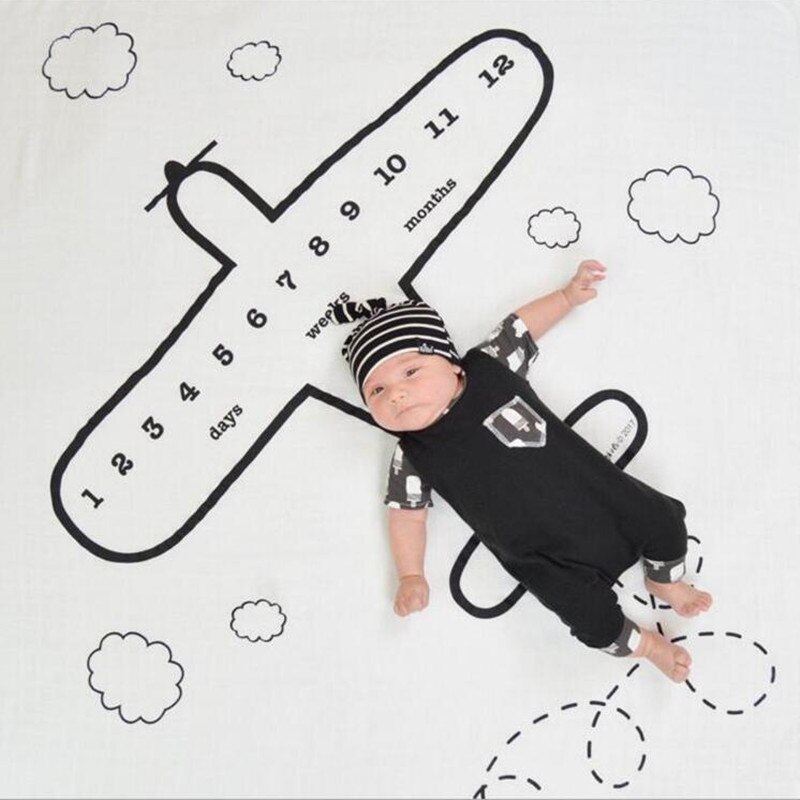 Infant Baby Monthly Growth Milestone Blanket Photography Props Background Cloth Newborn Boy Girl Photo Commemorate Rug