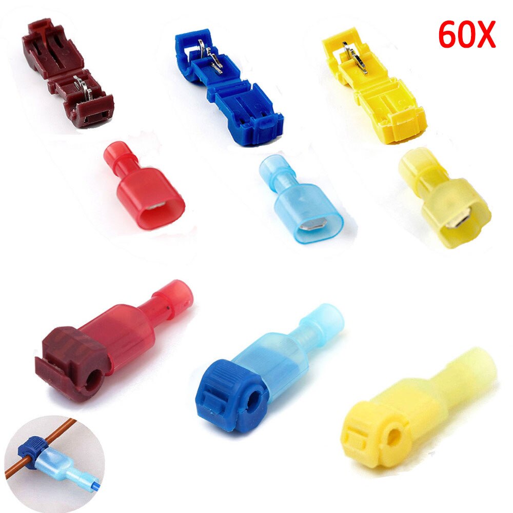 60x Scotch Lock Wire Connectors Quick Splice Scotchlok Electrical Cable Joints Insulated Spade