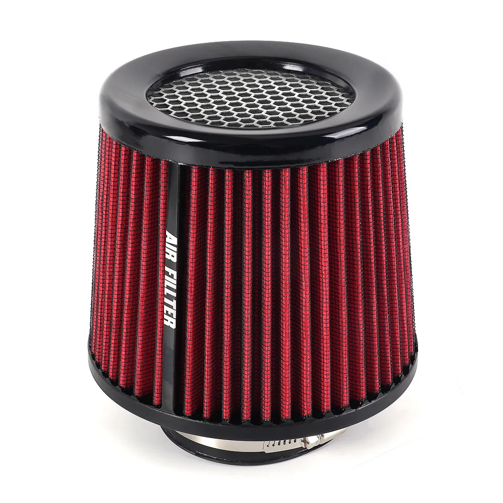Car Air Filter High Flow Cone Cold Air Intake Filter Auto Modification Accessories Air-Filter Mesh Cone Universal 76mm 3inch: Red