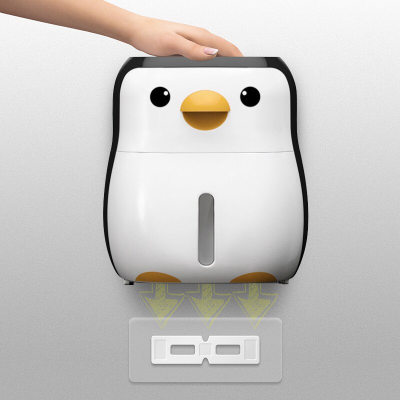 Portable Toilet Paper Holders Penguin Toilet Paper Holder Wall Mounted Punch Free Waterproof Tissue Box Home Bathroom Storage