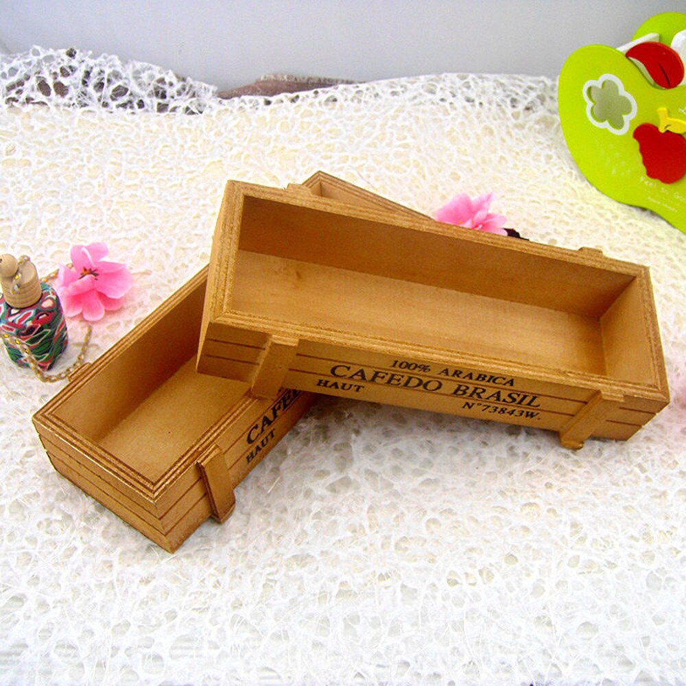Retro Wood Box Crate Nursery Bonsai Succulent Flower Pot Trinket Desktop Storage Balcony Garden Decoration Seed Plant Maceta