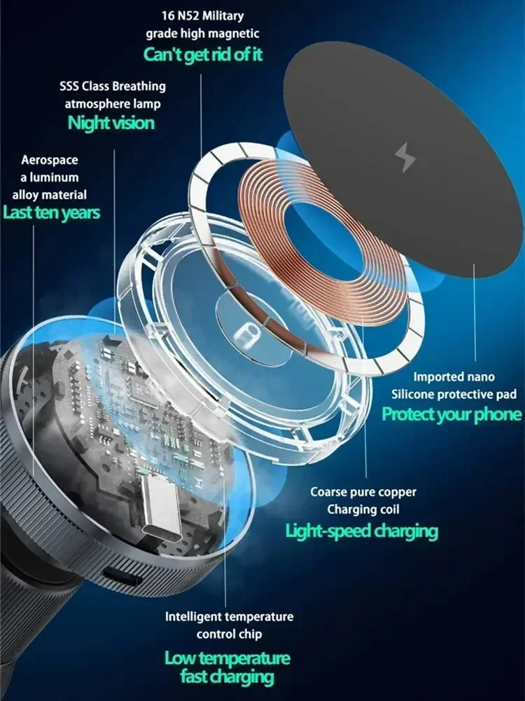 Qi2 2 in 1 magnetic wireless charger car air vent phone mount for iphone 16 15 14 13 pro max apple watch fast charging station