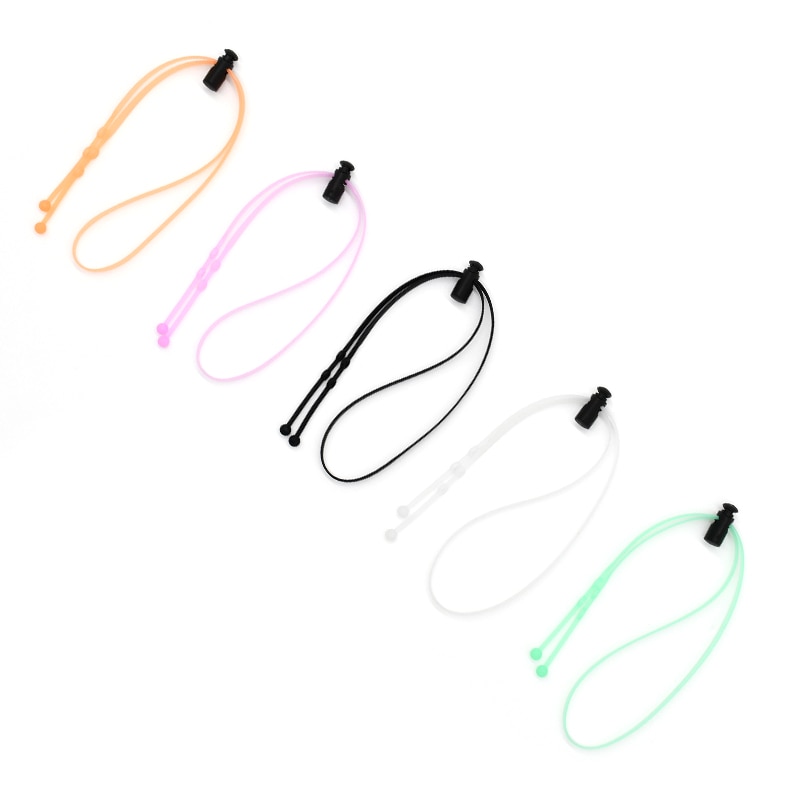 Cordón de silicona para mascarilla desechable, soporte de cuerda anticaída, almacenamiento para mascarilla, cuello ajustable, práctico, con dos ganchos