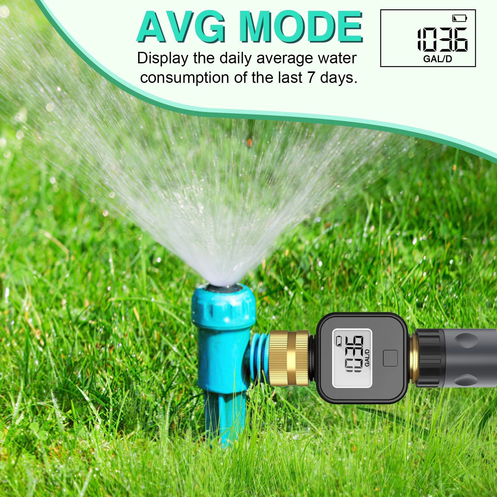 Digital Water Flow Meter High Accuracy IP6X Measure Water Consumption and Flow Rate for Outdoor Garden Watering Irrigation Hose