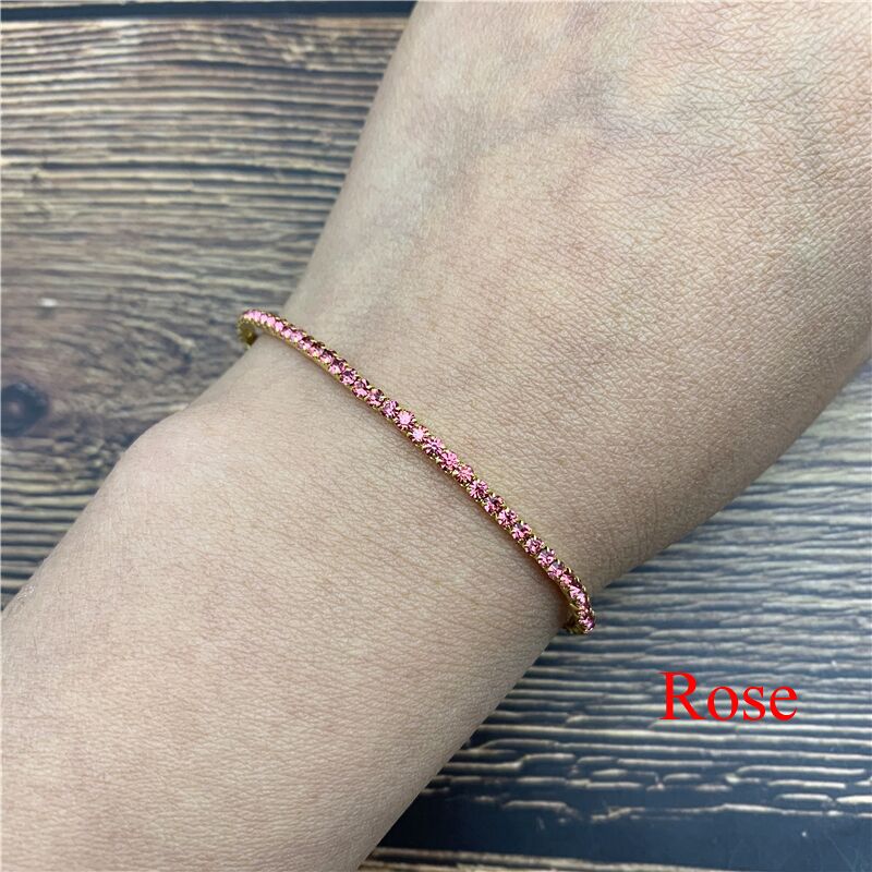 1 Pcs Rhinestone Bracelets Dainty Stacked Bracelets Elastic Bracelets for Women Bracelets: Rose