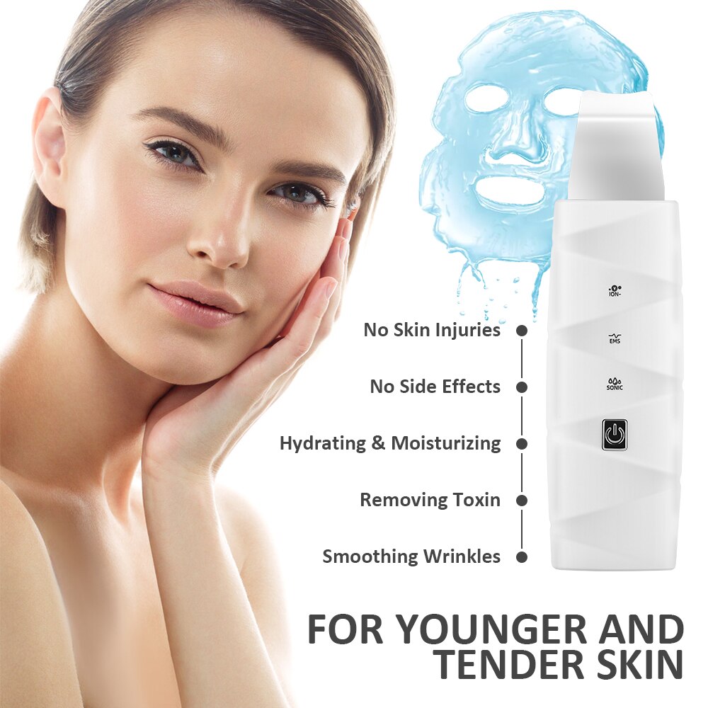 Heating Skin Scrubber Vibrating Facial Deep Cleansing Electric Peeling Shovel Acne Pore Cleaner Face Lifting Skin Care Device