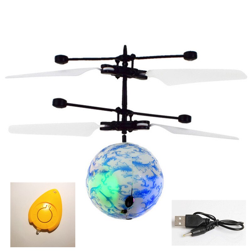 Glowing Toy RC Ball mini Induction Aircraft Colorful Lights Smart Charging Fly Ball RC drone Helicopter Aircraft Best: E with switch