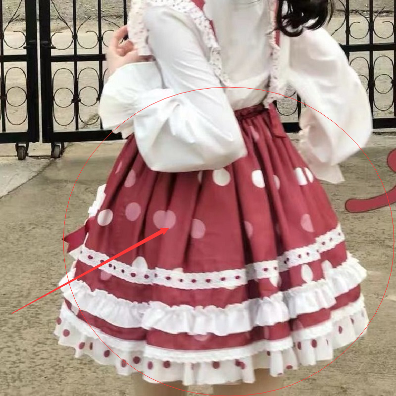 Vestido de estilo japonés gótico de Lolita para mujer, ropa Kawaii con estampado de puntos, fresa dulce, Harajuku, femenino, con tirantes: Only Straps Dress / M